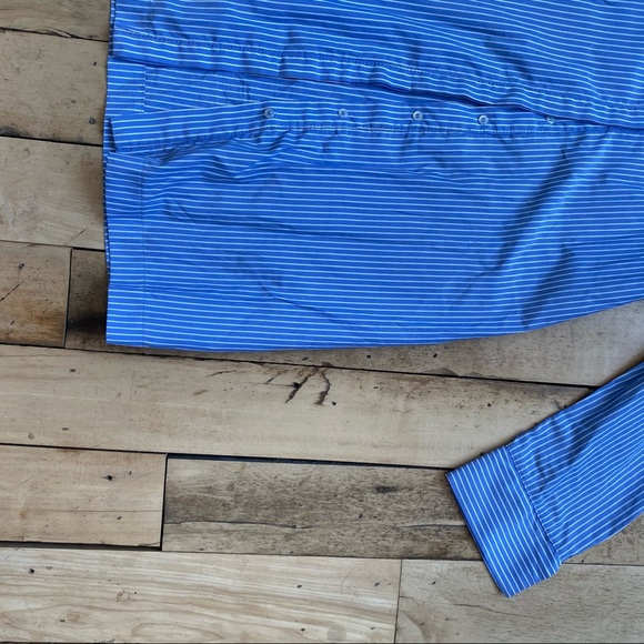 High Street Blue Pinstriped Cold Shoulder Dress - Picture 5 of 7